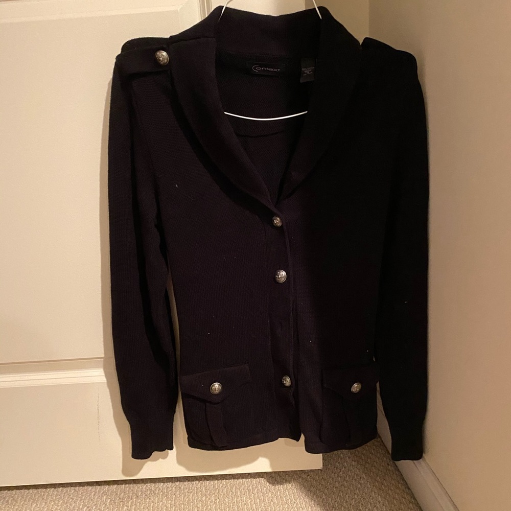 Black Context Cardigan Sweater Size M